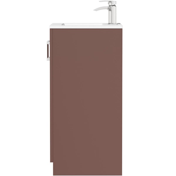 Orchard Lea tuscan red floorstanding vanity unit and ceramic basin 600mm
