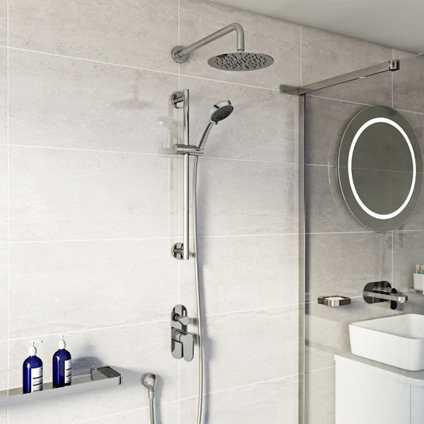 Orchard Round concealed manual mixer shower with 400mm wall arm and slider rail