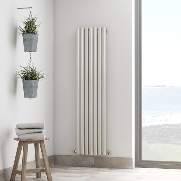 Tate white single vertical radiator 1600 x 406