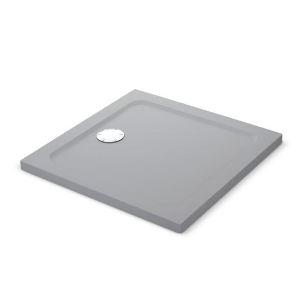 Mira Flight Safe low level anti-slip square shower tray in Titanium grey