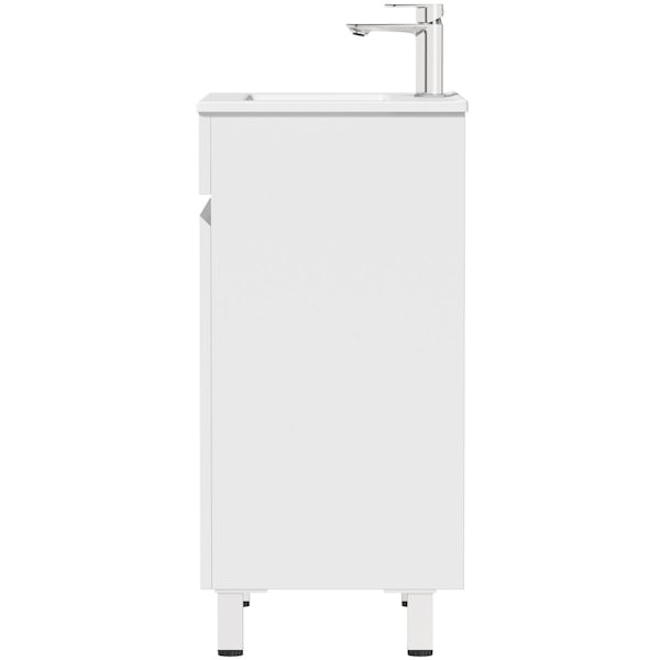 Orchard Thames white floorstanding vanity unit and ceramic basin 600mm with tap