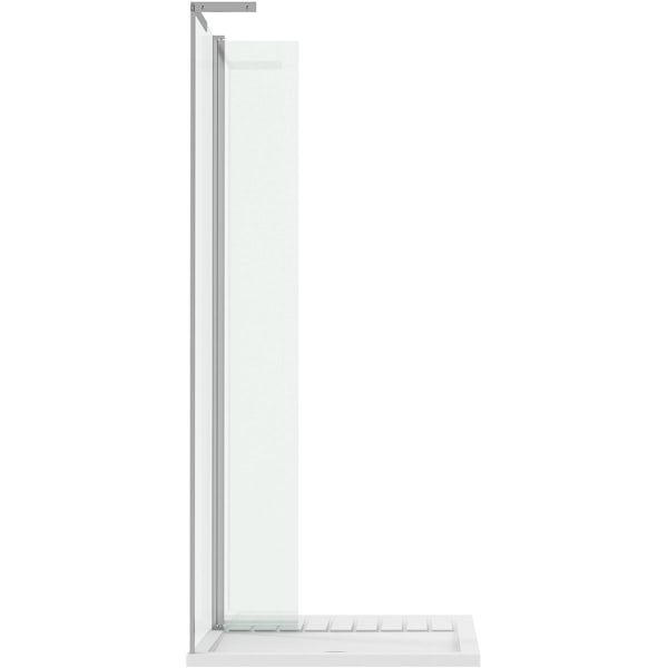 Mode 8mm walk in right handed shower enclosure pack with hinged return panel and walk in shower tray