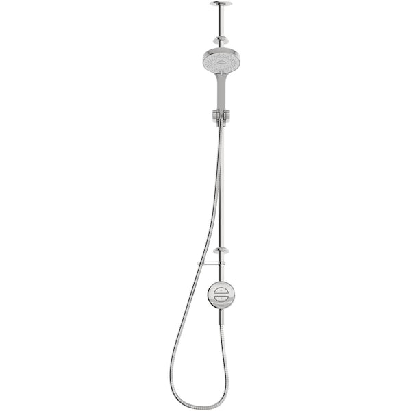 Aqualisa Unity Q Smart exposed shower standard with adjustable handset and bath filler with overflow