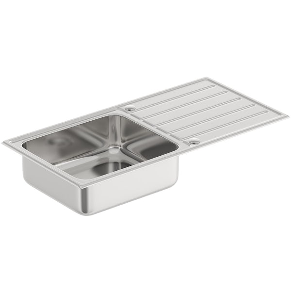 Schon Erne universal 1.0 bowl stainless steel kitchen sink with waste 1000 x 500