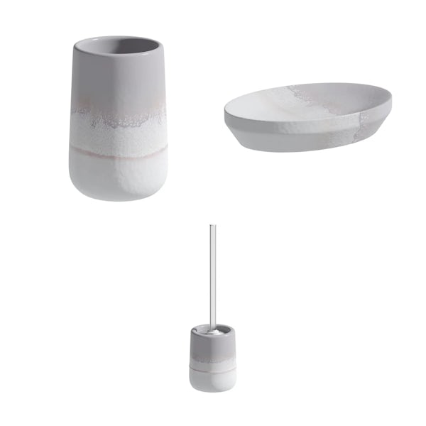 Accents Marloes grey ombre ceramic 3 piece bathroom set with soap dish