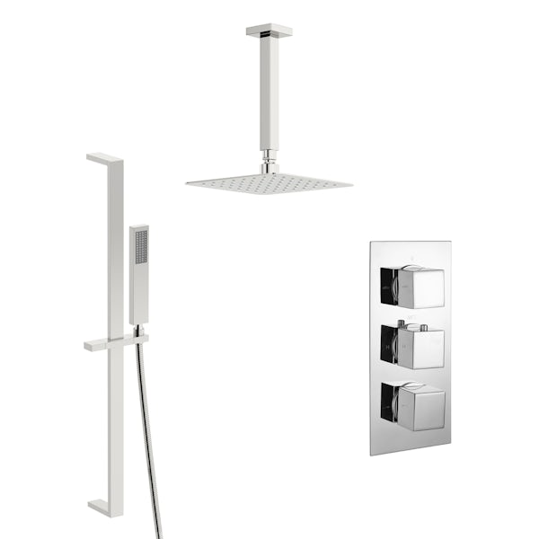 Kirke Connect concealed thermostatic mixer shower with ceiling arm and slider rail