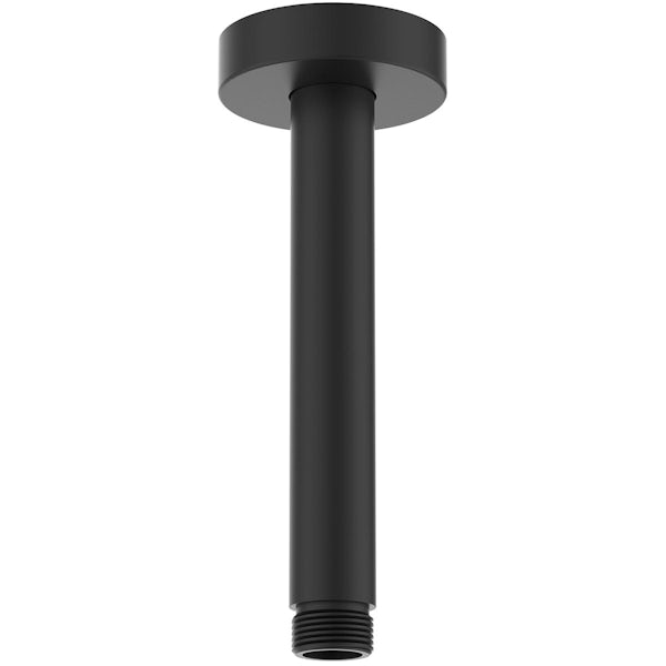 Ideal Standard Idealrain silk black round 200mm shower head + ceiling arm