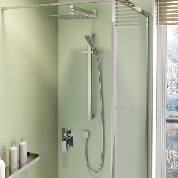 Orchard Square thermostatic complete shower set with wall shower head and sliding rail