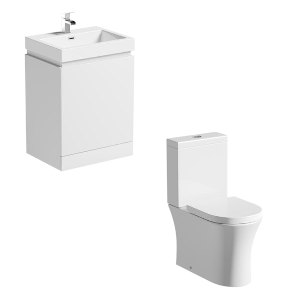 Mode Hardy close coupled toilet and white vanity unit suite 600mm