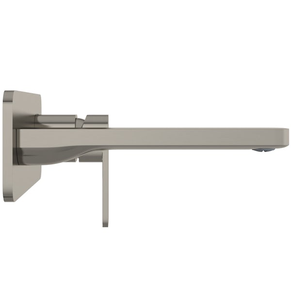 Mode Spencer square wall mounted brushed nickel basin mixer tap
