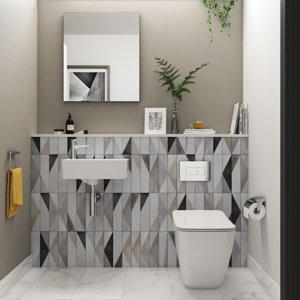 Ideal Standard Strada II back to wall cloakroom suite with left hand wall hung basin 450mm