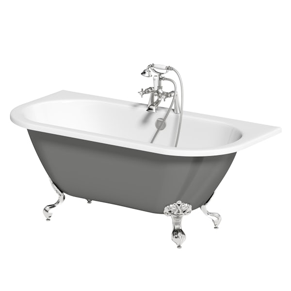 The Bath Co. Dalston traditional grey freestanding bath and tap pack