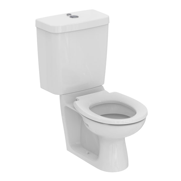 Armitage Shanks Contour 21 close coupled school toilet with push button, white seat and fixings