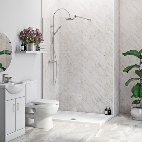 Multipanel Economy Roman Marble shower wall single panel