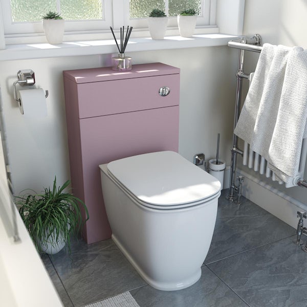 The Bath Co. Ascot pink back to wall unit and Beaumont toilet with soft close seat