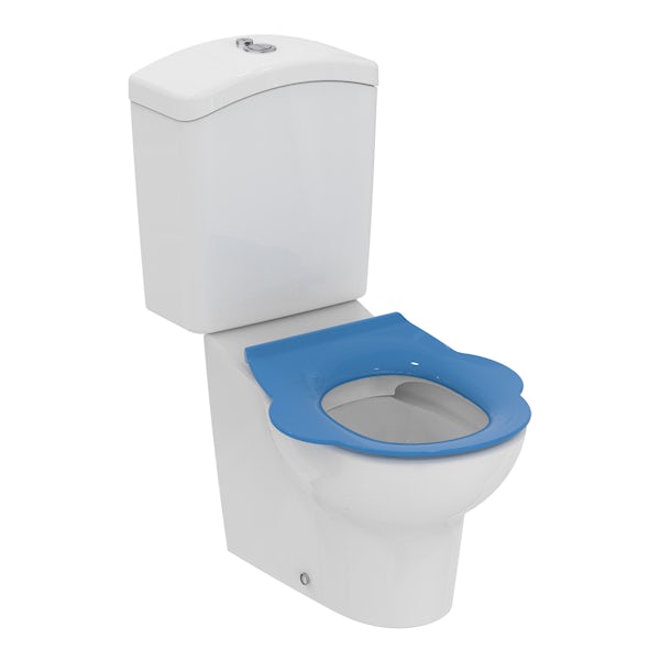 Armitage Shanks Contour 21 Splash close coupled school toilet with push button and blue seat