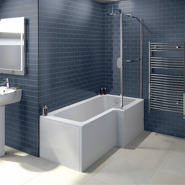 Square Shower Bath Screen with Towel Rail