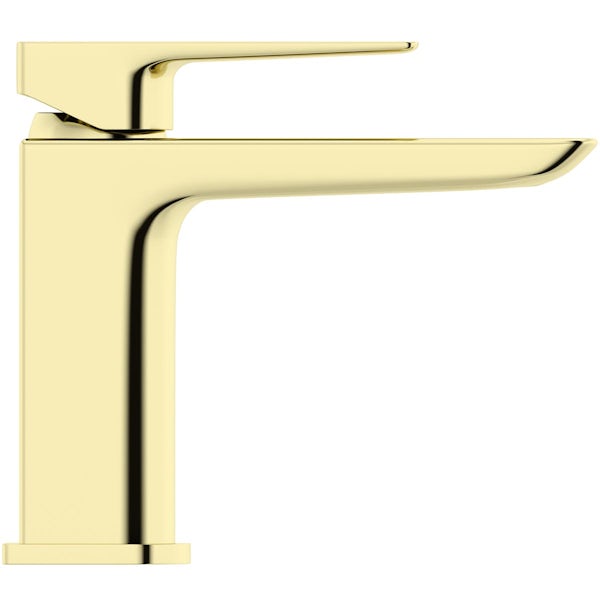 Mode Deacon brushed brass cloakroom basin mixer tap with waste