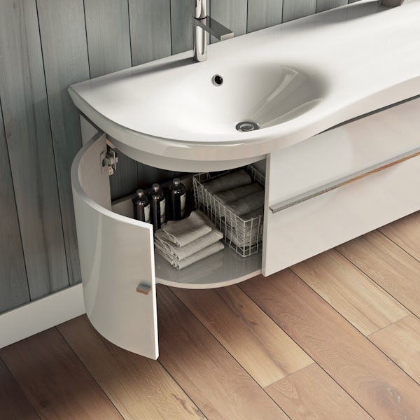 Mode Burton white wall hung vanity unit and basin 1200mm with tap
