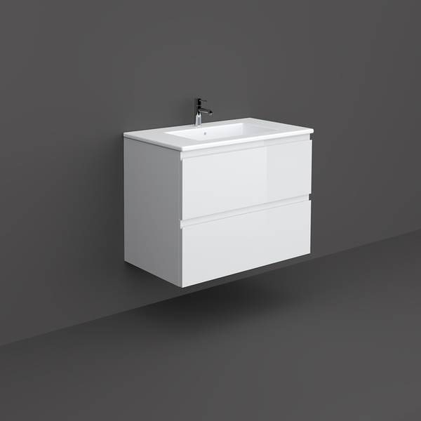 RAK Joy pure white wall hung vanity unit and basin 810mm