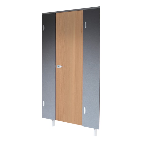 Pendle woodgrain toilet cubicle door pack with anthracite pilasters
