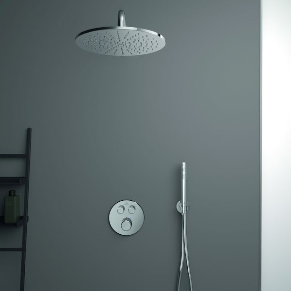 Ideal Standard Ceratherm Navigo built-in round thermostatic shower mixer valve with 2 outlets in chrome