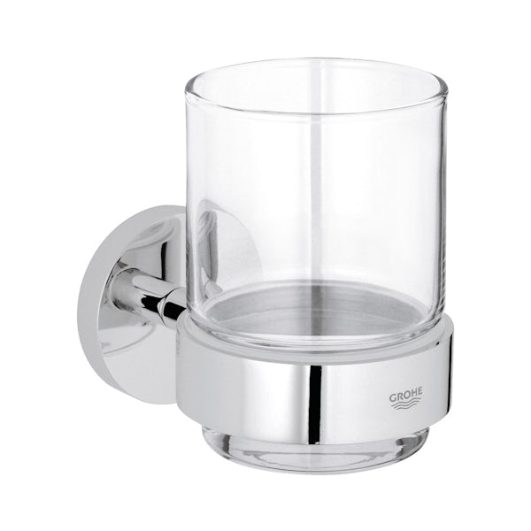 Grohe Essentials crystal tumbler and holder