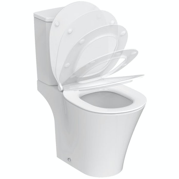 Ideal Standard Concept Air Arc open back toilet and semi pedestal suite 500mm with free tap