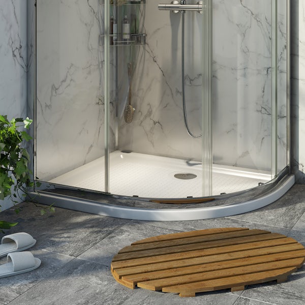 Orchard anti-slip right handed offset quadrant stone shower tray 1000 x 800