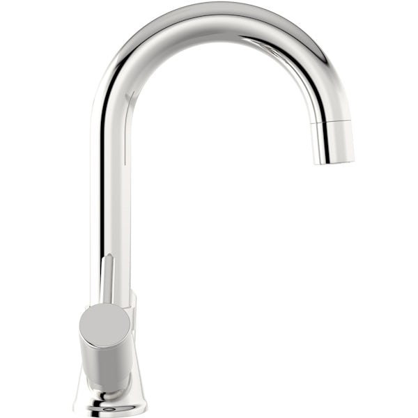 Kirke Jura chrome basin mixer tap with swivel spout and slotted waste