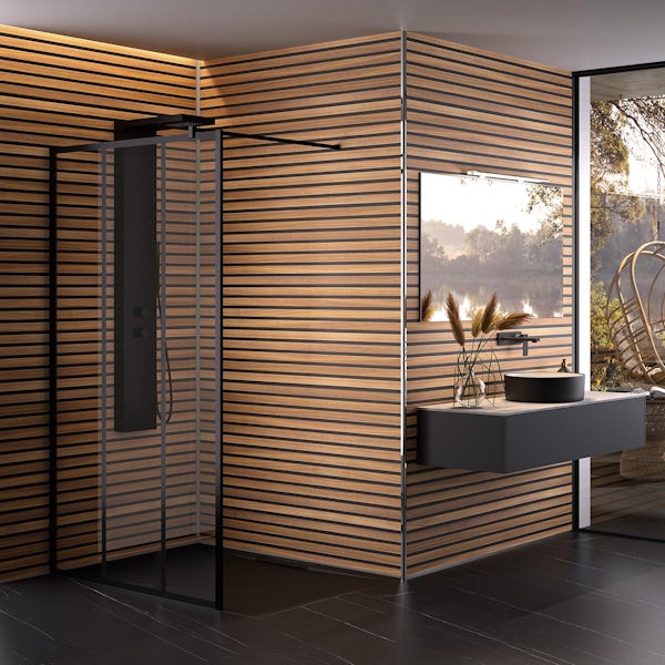 Kinewall Horizontal Wood Design shower wall panel 1200 x 2500