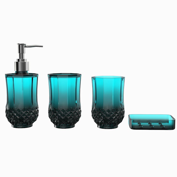 Accents Cristallo blue 4pc bathroom accessory set