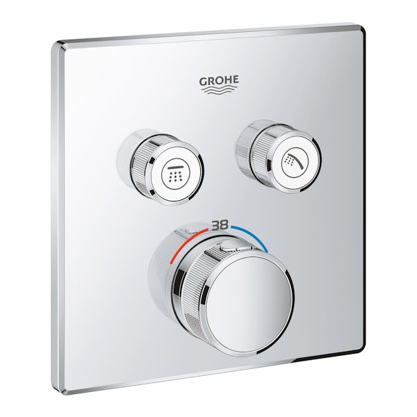 Grohe Grohtherm SmartControl square thermostatic concealed 2 way shower valve trimset