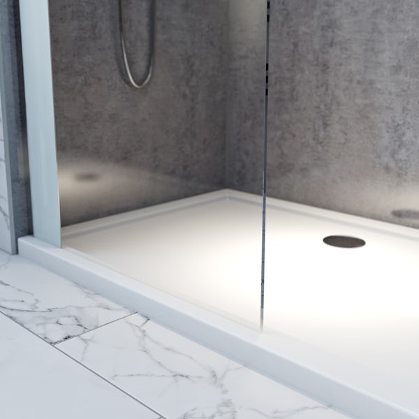 Mode Hale 8mm low iron glass wet room glass screen with stone shower tray
