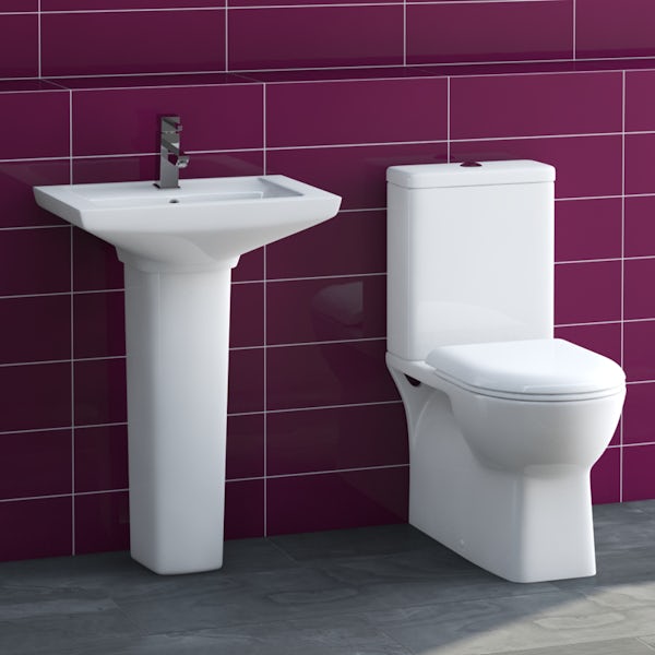 Brent close coupled toilet suite with full pedestal basin 585mm