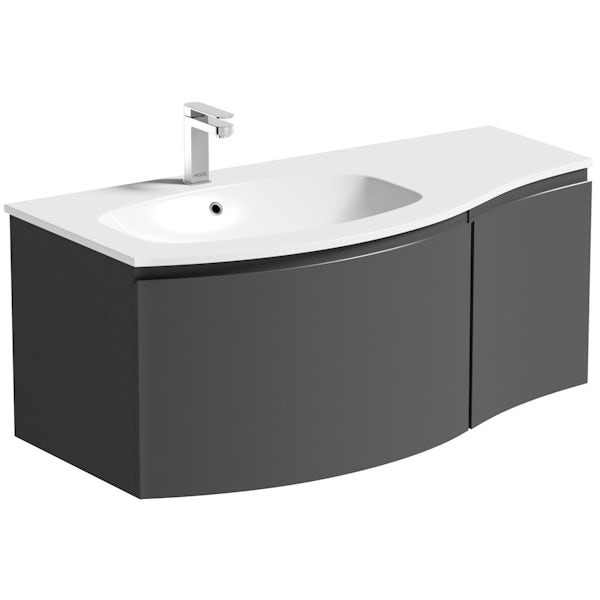 Mode Harrison slate gloss grey left handed wall hung vanity unit and basin 1000mm with tap