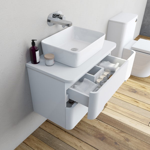 Mode Ellis white wall hung vanity drawer unit and countertop 800mm