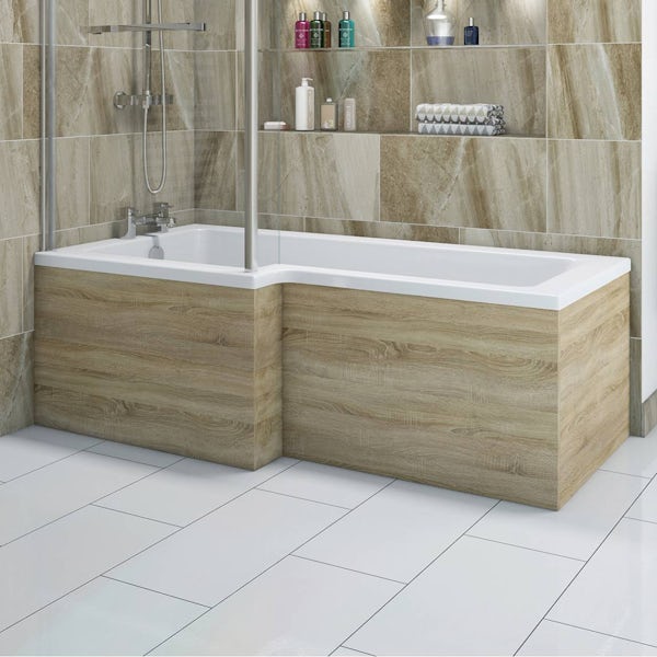 Boston Oak Shower Bath Side Panel 1500