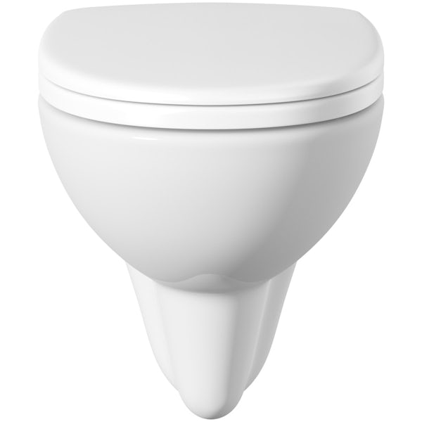 Orchard Eden wall hung toilet with soft close seat and wall mounting frame with push plate cistern