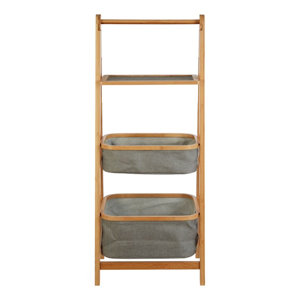 Accents Carrick bamboo and grey fabric 3 tier storage unit