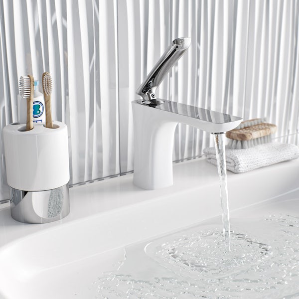 Mode Aalto white basin mixer tap with slotted waste