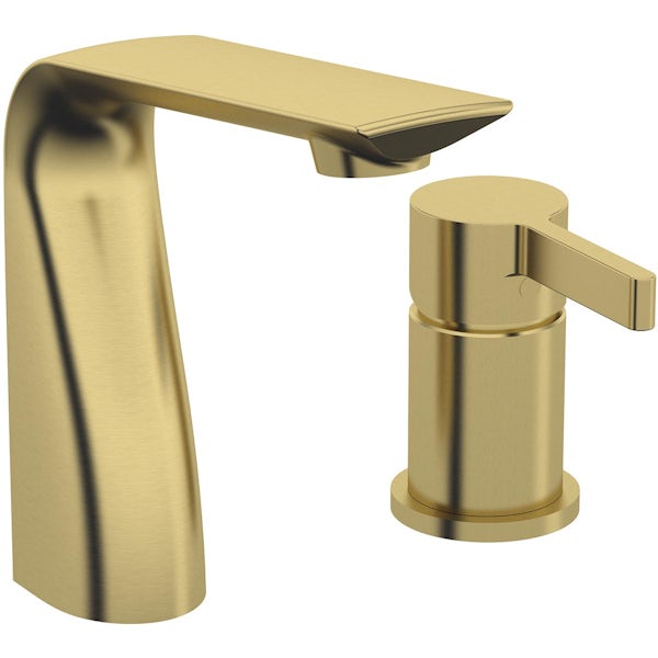 Mode Calatrava brushed brass 2 tap hole bath mixer tap