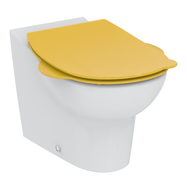 Armitage Shanks Contour 21 Splash back to wall school toilet with yellow seat and cover