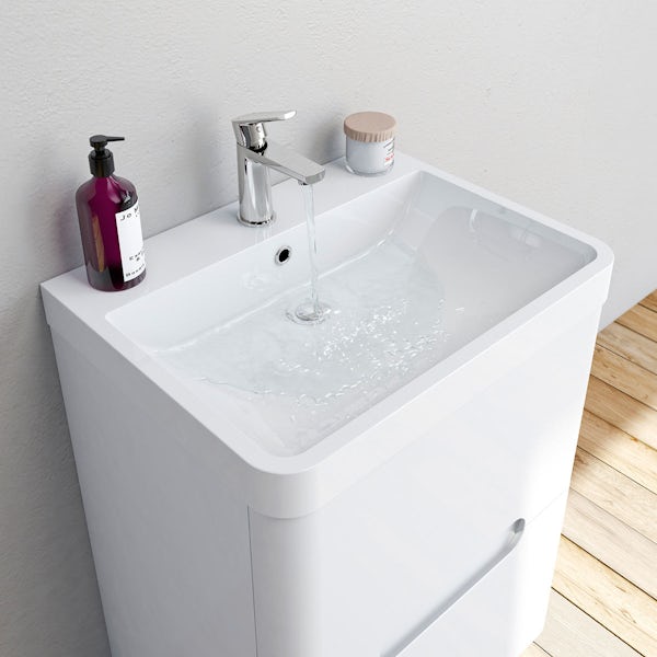 Planet Select White Floor Mounted 600 Drawer Unit Basin Waste ...