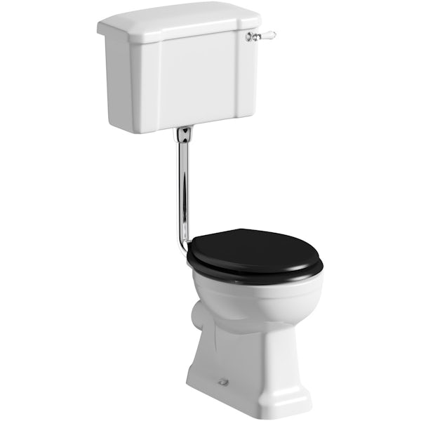 Camberley Low Level Toilet inc Luxury Black Seat