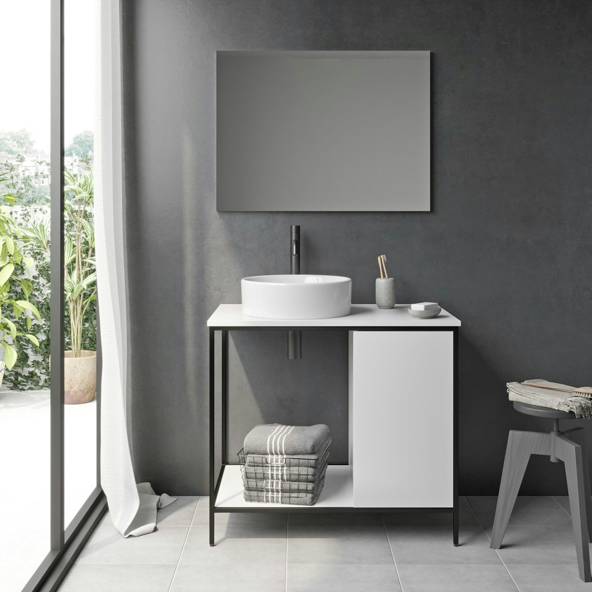 Modebergnewhite Washstand And Black Steel Frame 812mm With Calhoun