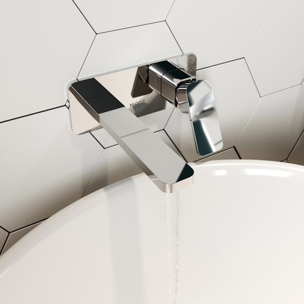 Mode Spencer square wall mounted basin mixer tap offer pack