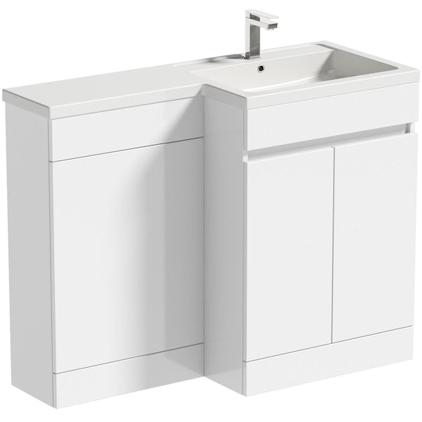 Mode Taw L shape gloss white right handed handleless combination unit with tap