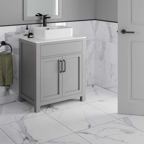 Storm White Marble Effect Gloss Wall, White Gloss Floor Tiles With Grey Marble Effect