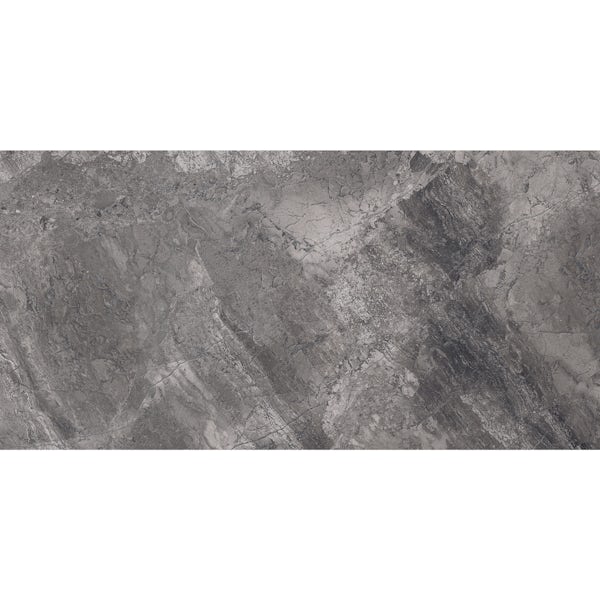 Fusion charcoal marble effect gloss wall and floor tile 300mm x 600mm
